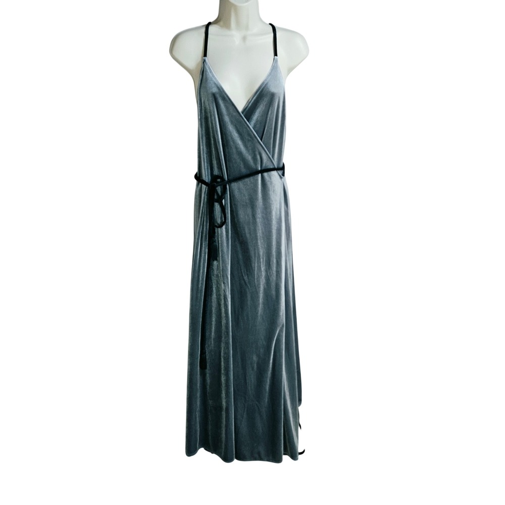 Who What Wear Silver Velvet Wrap Maxi Dress XL Glam Holiday Evening Shimmer Chic